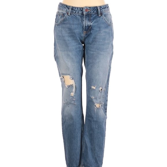 Zara Basic Denim Z1975 RELAXED FIT RIPPED JEANS - Picture 2 of 4